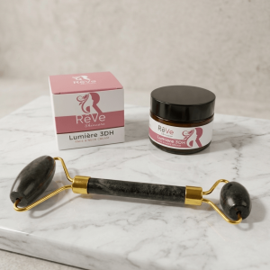 Σετ άμεσου lifting και σύσφιξης με κρέμα προσώπου Lumière 3DH και εργαλείο Phase Roller από την Rêve Skincare.